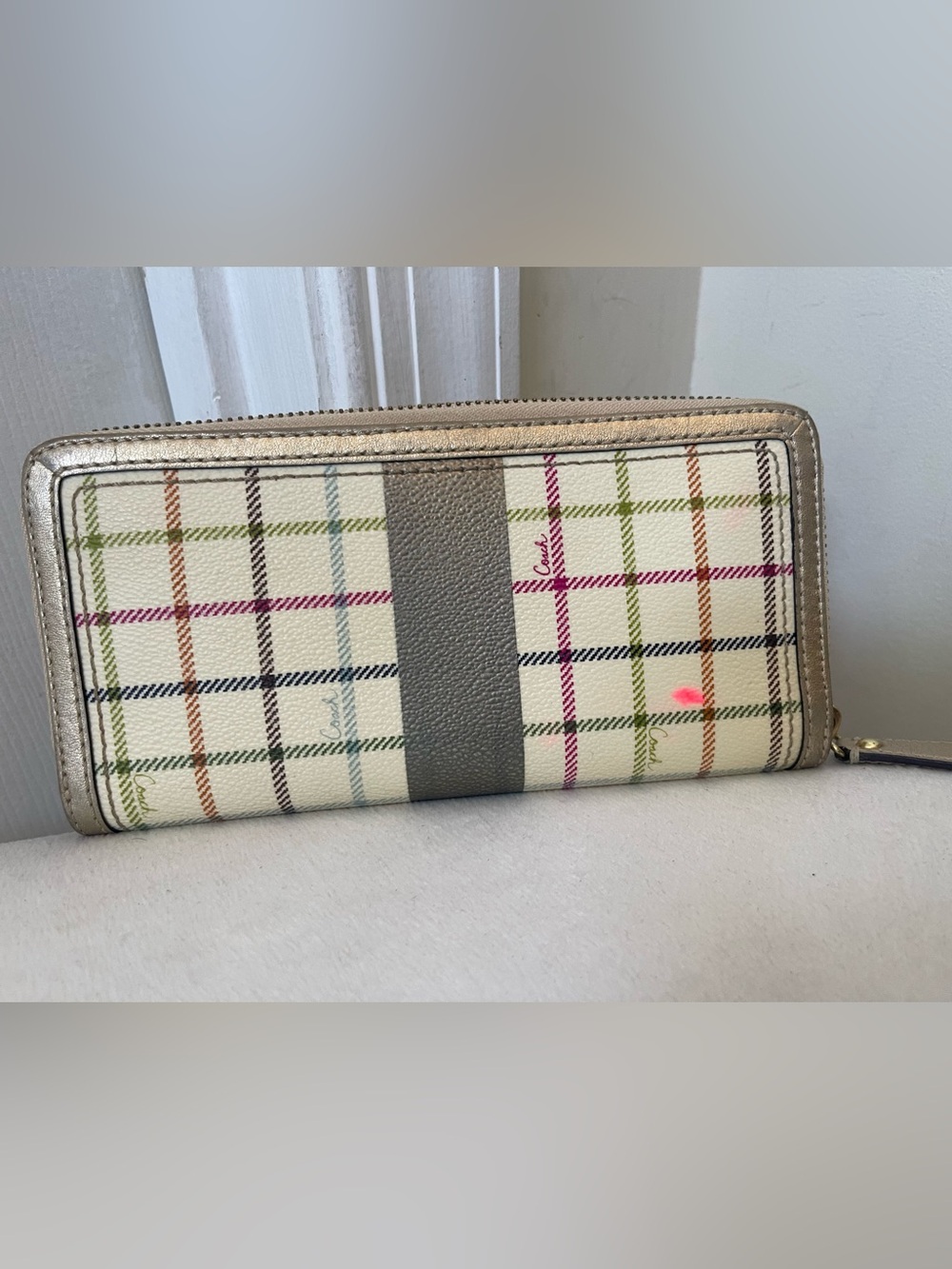 Coach Heritage Stripe Tattersall Plaid Wallet - Picture 3 of 12